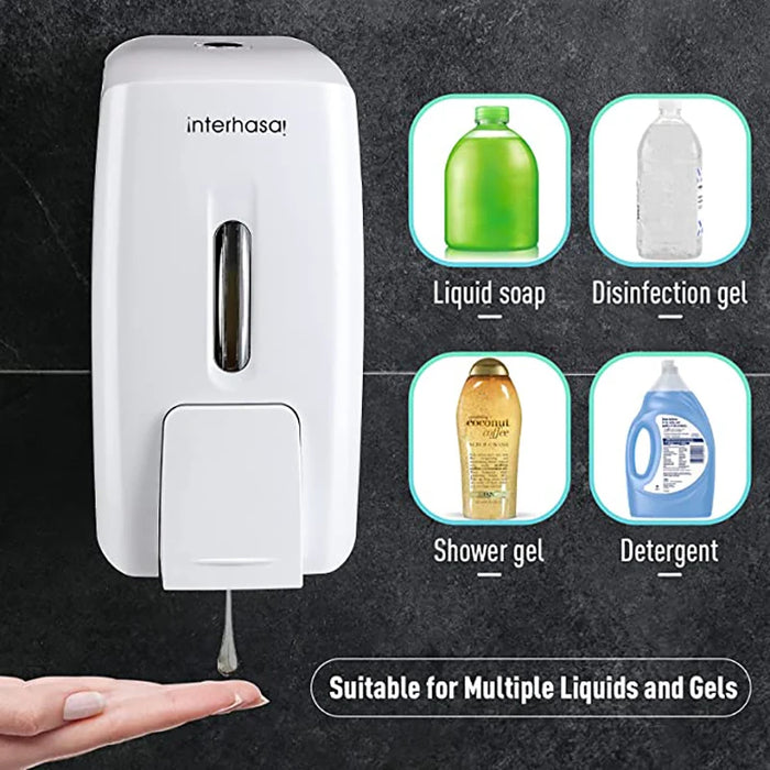 interhasa 800ML Liquid Soap Dispenser Manual Wall Soap Dispenser Hand Sanitizer Dispenser Manual Pump Soap Dispenser for Kitchen