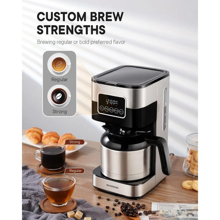 Programmable Coffee Maker with 8-Cup Thermal Carafe, Touch-Screen Drip Coffee Machine with Timer, Regular & Strong Brew