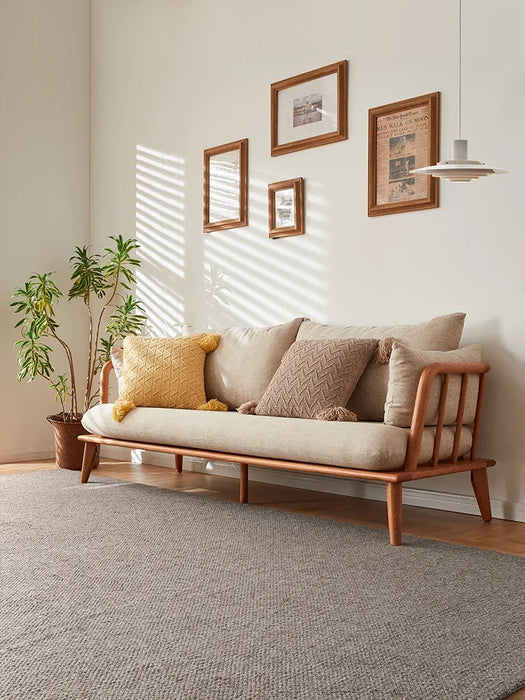 Cherry wood sofa, Nordic all-solid wood fabric combination furniture, Japanese sofa chair, modern and simple