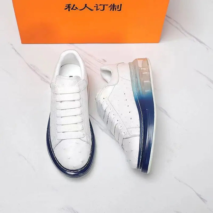 BATMO 2023 new arrival Fashion Ostrich skin causal shoes men,male Genuine leather White Sneaker PDD105