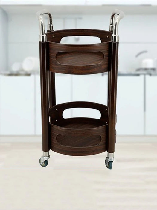 Solid Wood Coffee Shop Trolleys Banquet Small Apartment Dining Cart Homestay Round Wine Racks Restaurant Hotel Kitchen Islands