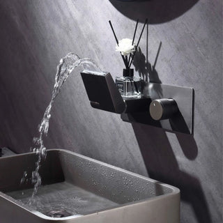 Intelligent black brass bathroom faucet with LED digital display design Hidden single handle cold & hot 2 control wash basin Tap