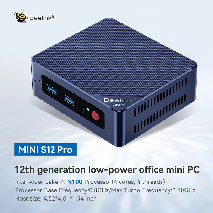 Beelink Intel Alder Lake N95 N100 12th Gen MINI S12 Pro Mini PC 8GB 16GB DDR4 256GB SSD Wifi5 BT 1000M MINI Desktop Computer