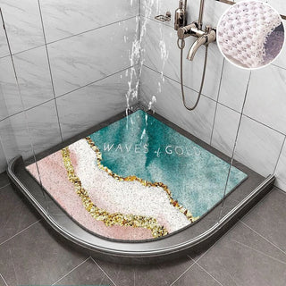 Light Luxury Shower Room Fan-shaped Mats Household Bathroom Accessories Cooling Bath Non-slip Pad Creative Bathroom Door Mat New