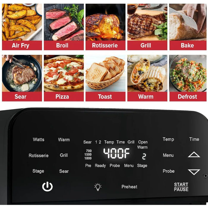 Air Fryer Rotisserie Oven, X-Large Family Size, 4 Rack Positions, 50°-425°F Temp Controls, 100 Presets & 50 Memory,