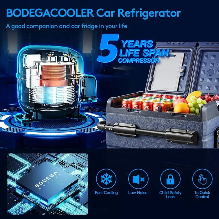 12V Portable Refrigerator, 48 Quart(45L) Car Fridge, RV Refrigerator, Cooler WIFI APP Control 12/24V DC and 100-240V AC(2 Doors)