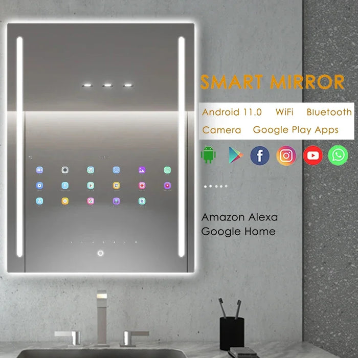 Factory Home Hotel Gym Fitness Smart Mirror Touch Screen Waterproof Workout Mirror Bathroom Led Dressing Smart Mirror With Tv