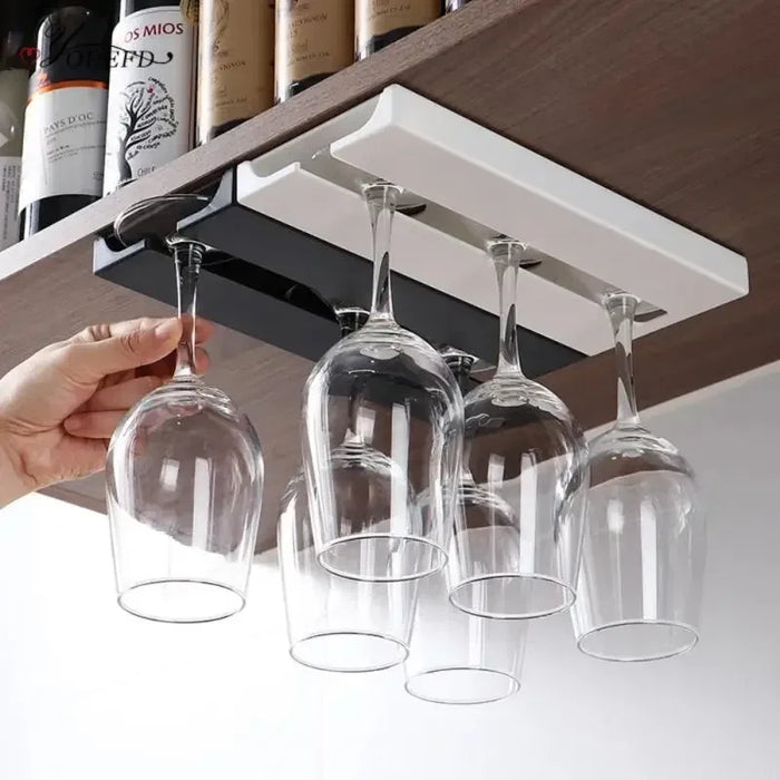 Wine Glass Rack Wall-mounted Multi-function Wine Glass Hanging Rack Family Kitchen Cupboard Bar Decoration Goblet Storage Rack