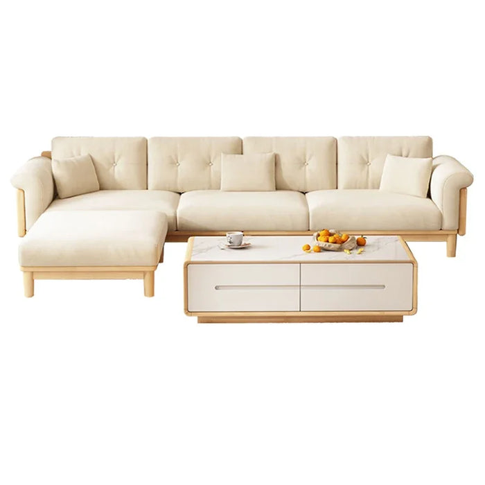 Nordic solid wood sofa modern simple small apartment living room furniture combination home cream style Japanese fabric sofa