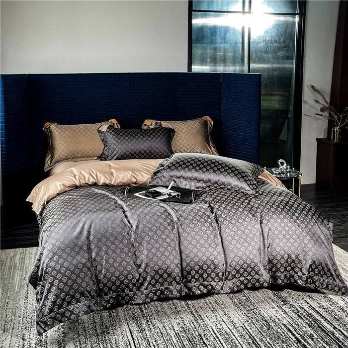 Luxury Rich Silky Satin Hollow out 104X91"Duvet Cover 4/6Pcs Cotton Satin Bedding set Custom Deep Pocket Fitted Sheet Pillowcase