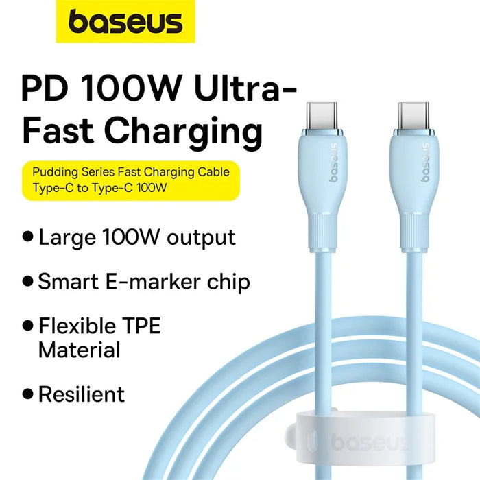 Baseus PD 100W USB C Cable For iPhone 15 Fast Charging Cable For Samsung Xiaomi Huawei Macbook Data Wire Charging Cable Soft TPE