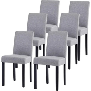 Dining Chair Set of 6, Luxury Upholstered Fabric Kitchen Chair Side Chair with Upholstered Backrest and Solid Wood Legs