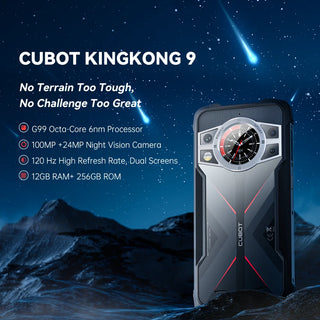 New Rugged Smartphone Cubot King Kong 9, Helio G99, 120Hz 6.583" Screen, 24GB RAM(12+12GB), 256GB ROM, 100MP Camera,10600mAh,NFC