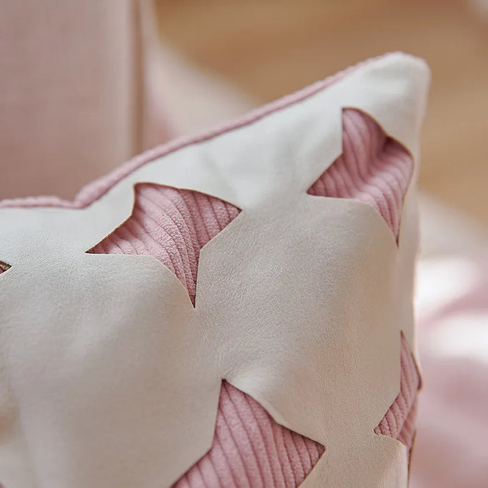 Pink Plush Patchwork Cushion Cover Nordic Simplicity Light Luxury Pillow Cover Decorative Living Room Sofa Pillowcases