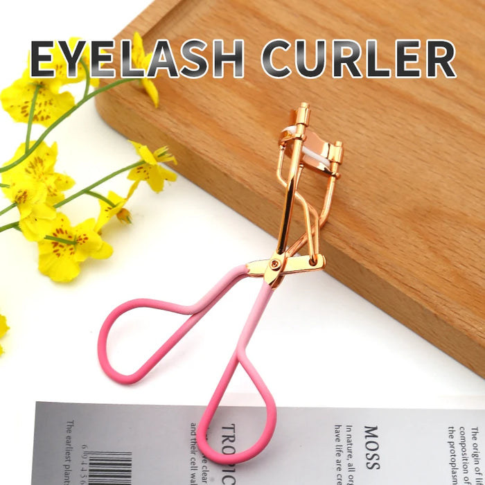 sales Portable silicone handle eyelash curler with comb pink eyelash curler beauty makeup tools eyelash curler