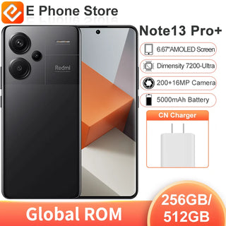 Global ROM Xiaomi Redmi Note 13 Pro+ 256GB/512GB MTK Dimensity 7200-Ultra 6.67” Screen 200MP+16MP Camera 5000mAh Battery  (New)