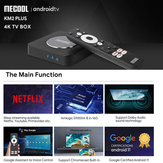 Mecool KM2 Plus 4K ATV Box Amlogic S905X4 Google Netflix Certified  Android 11 TV Box Update From KM2 Media Player USB3.0 BT5.0