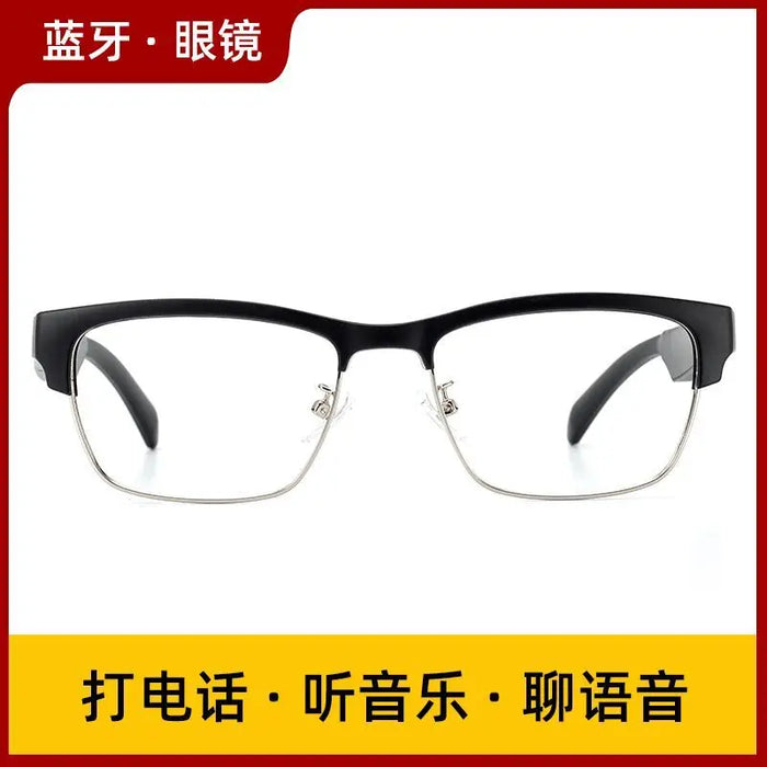 Smart Bluetooth Glasses Men's and Women's Headphones Wireless Music Can Be Equipped with Degrees Myopia Glasses Color Black