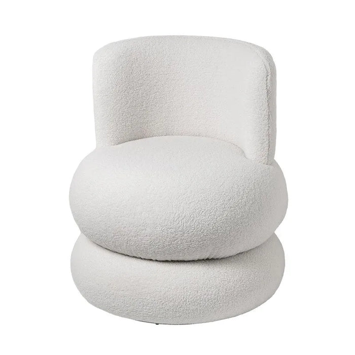 Nordic Modern Round Lamb Velvet Fabric Sofa Chair French Cream Single Casual Dressing Chair Italian Medieval Shoe Changing Stool