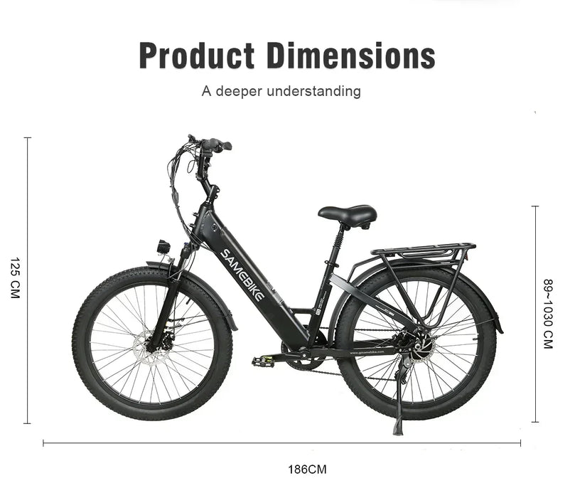 Electric Bike 750W Powerful Motor 48V14AH Removable Battery Electric Bicycle with Basket 26-inch Aluminum Alloy Frame City Ebike