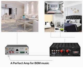 A50+ Stereo Mini Amplifier Audio Class D Audio Power Amplifier 50W 24V DC 2.0 Channel HiFi Professional USB SD FM BT
