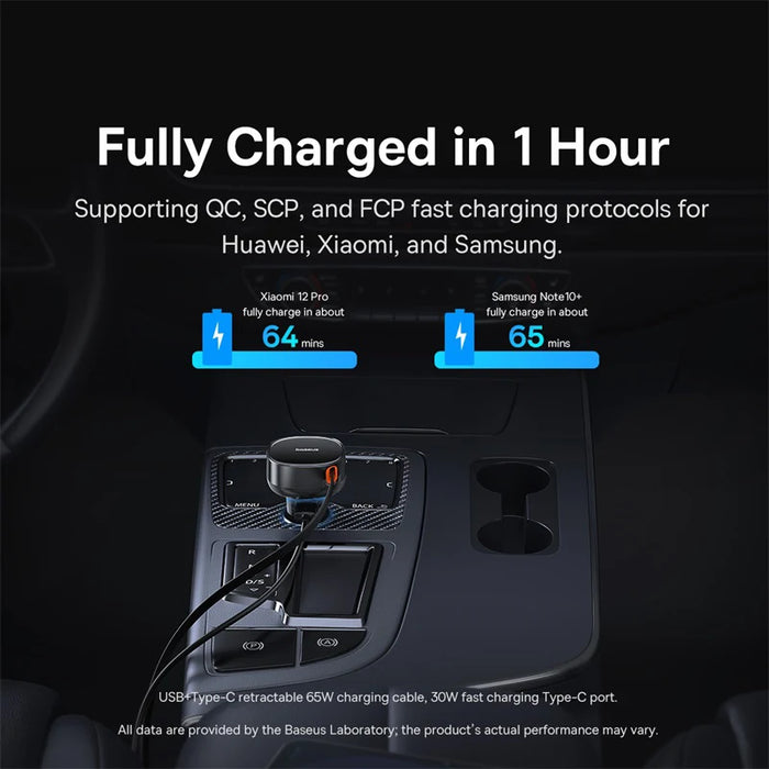 Baseus Car Charger 2 in 1 30W 25W For MacBook Samsung Xiaomi Cable for iPhone USB C Cable for IP/Type-C  Charging Retractable