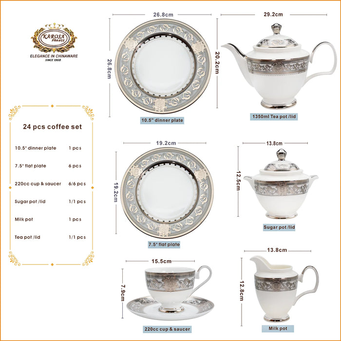 24pcs European Luxury High quality Ceramic Creative Fine Bone China Tea Set With Teapot