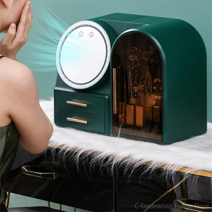 Fashion Big Capacity Cosmetic Storage with Mirror Box Waterproof Dustproof Bathroom Desktop Makeup Organizer Storage Drawer