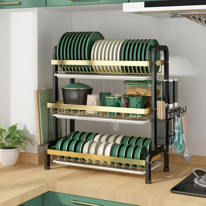 3/2 Layers Dish Storage Rack Household Drain Rack Bowls and Chopsticks Storage Box Metal Shelf Kitchen Accessories Organizer