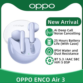 OPPO ENCO Air 3 TWS Earphone Wireless Bluetooth 5.3 Earbuds AI Noise Cancelling 25 Hour Battery Life IP54 For OPPO Reno 9 Pro