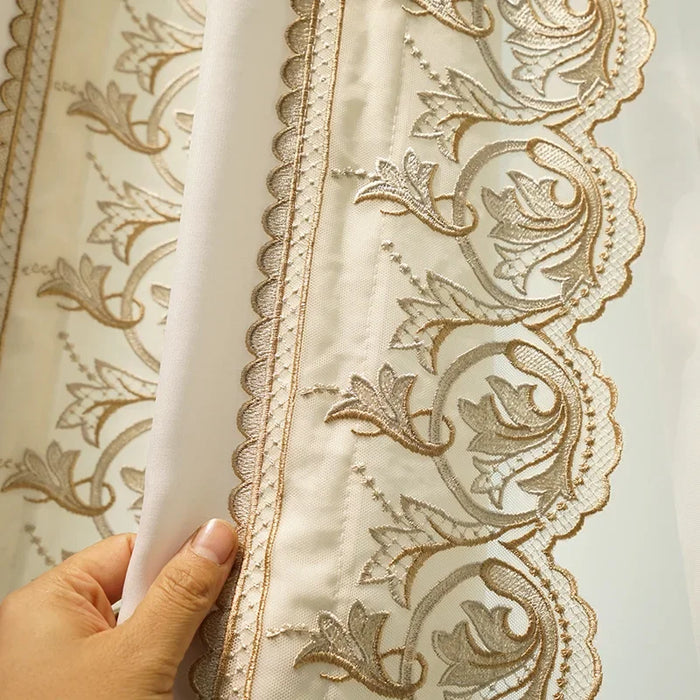 European Curtains for Living Dining Room Bedroom Custom Luxury Side Lace Embroidered Tulle White Wedding Yarn Villa Window Decor