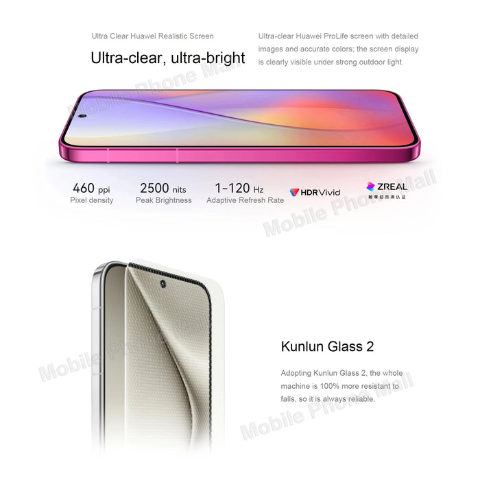 Original Huawei Pura 70 Mobile Phone 6.6" Kunlun Glass 2 Screen Kirin 9010 Octa Core HarmonyOS 4.2 Battery 4900mAh Smartphone