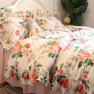 Pastoral Style American Small Floral Four-Piece Set All Cotton Pure Cotton Floral Duvet Cover Bed Sheet Fitted Sheet Bed Skirt