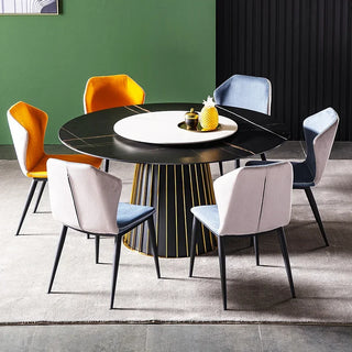Rock round dining table Modern simple household size Nordic combination light luxury round table with turntable Rock round table