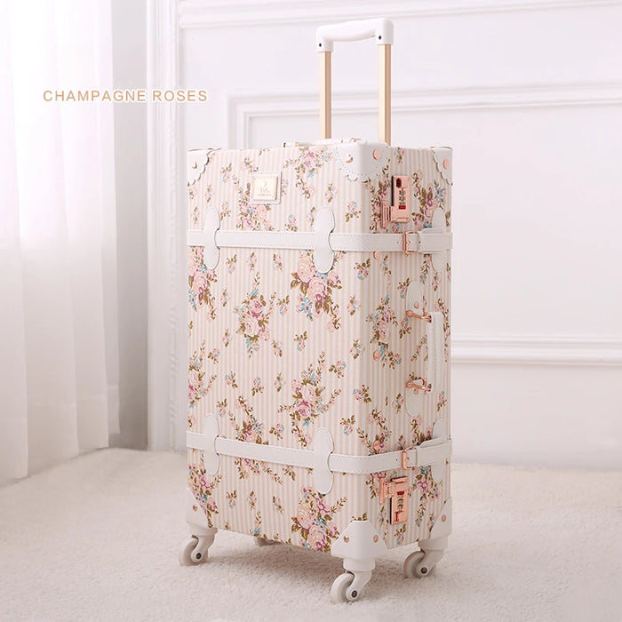 Vintage PU Leather Rolling Luggage Travel Suitcase 20 Inch Carry-on Box Large Capacity Trunk Fresh Design Password Trolley Cases