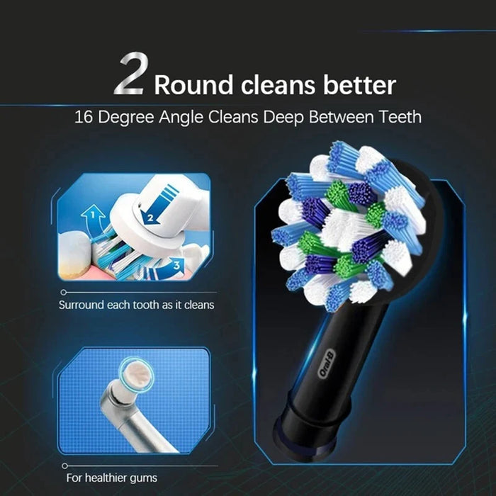 Oral-B EB50 Cross Action Teeth Clean Gum Care Replacement Brush Heads for Adult Rotation Type Tooth Brush Black 4PC/Pack