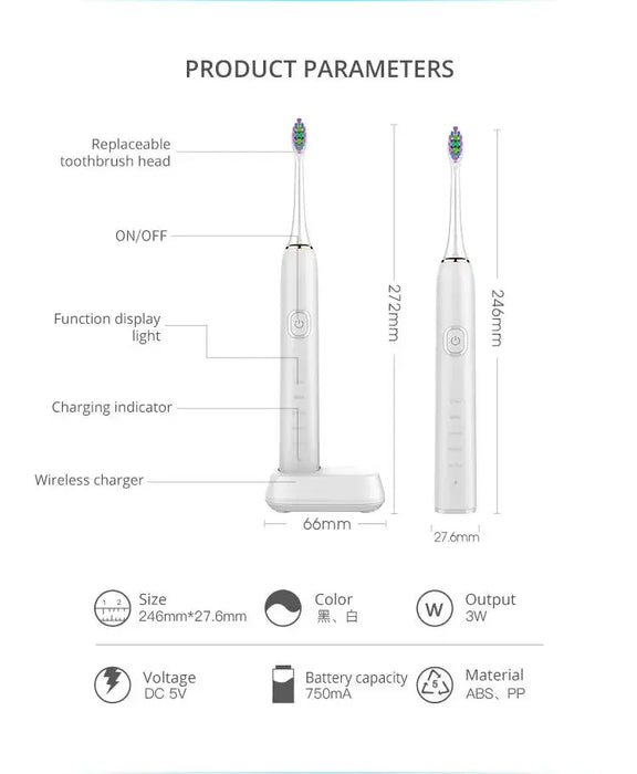 High Quality Electric Sonic Toothbrush Rechargeable Toothbrush China Shenzhen Smart Electric Toothbrush