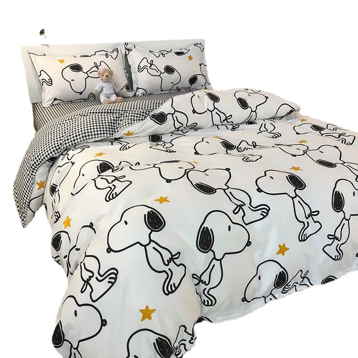 Korean Style Bedding Set Boys Girls Twin Queen Size Duvet Cover Flat Sheet Pillowcase Bed Linen Kids Adult Fashion Home Textile