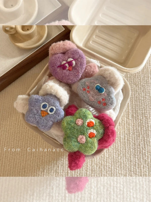 Cute Monster~Cartoon Felt Hair Clip, Female Pan Hair Shark Clip, Medium Five pointed Star Cloud Back Head Spoon Clip