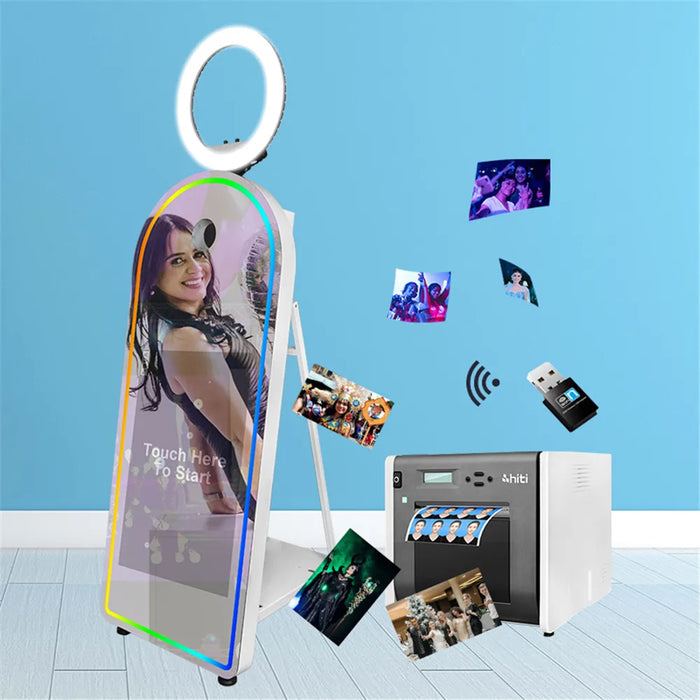 Magic Mirror Photo Booth Selfie Touch Screen Machine 32" Mirror Photo Booth With Flight Case for Party Wedding Events Christmas