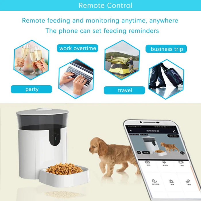 Tuya App Wireless Wifi Remote Control Real-Time Video and Voice Intercom 7L Definite Time Smart Automatic Pet Feeder