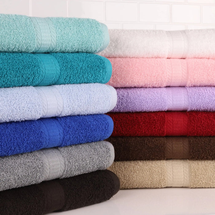 Solid 6/10/18-Piece Bath Towel Set, Cotton Textured Bathroom Towel Sets, Hand and Washecloth Set