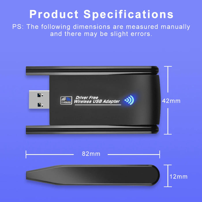 WiFi USB 3.0 Adapter 1300Mbps Bluetooth 5.0 Dual Band 2.4GHz/5GHz Wifi Usb For PC Desktop Laptop Network Card Wireless Receiver