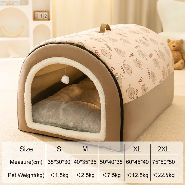 Enclosed Dog House Kennel Warm Winter Cat Cave Soft Cozy Sleeping Bed for Small Medium Dogs Cats Puppy Nest Basket Supplies 강아지