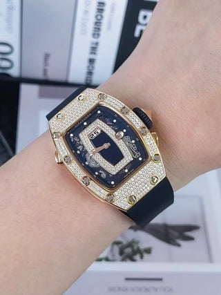 Women's New Simple and Casual Atmosphere Square Large dial Full Diamond Hollow Fully Automatic Mechanical Watch Women's Watch