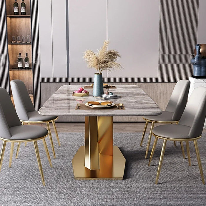 Golden TableLight Luxury Custom Marble Dinning Table With Chairs Modern Creative  Minimalist Kitchen Furniture Italian Simple