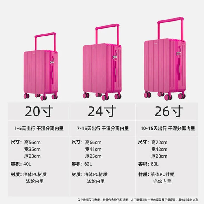 Luggage female 20 "small trolley case  new high appearance suitcase level travel 24 light pink leather case