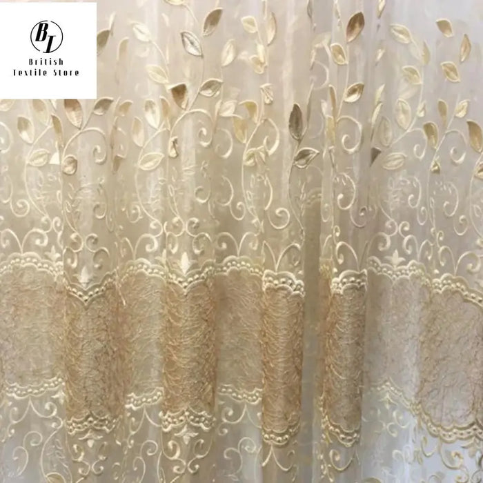 European Window Sheer Curtains Tulles for Living Room Bedroom Dining Luxury Voile Yarn Door Transparent Embroidery High Grade