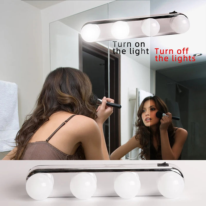 Portable LED 4/5 Bulbs Makeup Mirror Light Hollywood Vanity Lamp Wall Kit Night Lights for Dressing Table Desk Reading Lighting