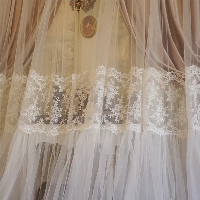 Retro French Curtains for Living Room Luxury Lace Double-layer Heat Insulation Thickened Velvet Window Screen Princess Bedroom